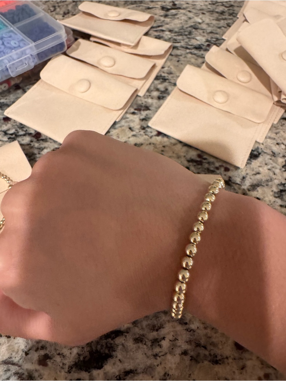 Non-Tarnish 4mm Gold beaded bracelet